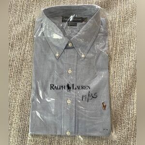 VINTAGE Ralph Lauren Shirt Mens 17-35 Yarmouth Oxford Blue Dress Button Down NEW